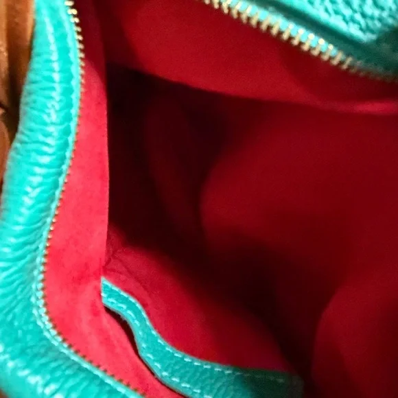 Valentina Teal and Brown Leather Shoulder Bag - Picture 11 of 16